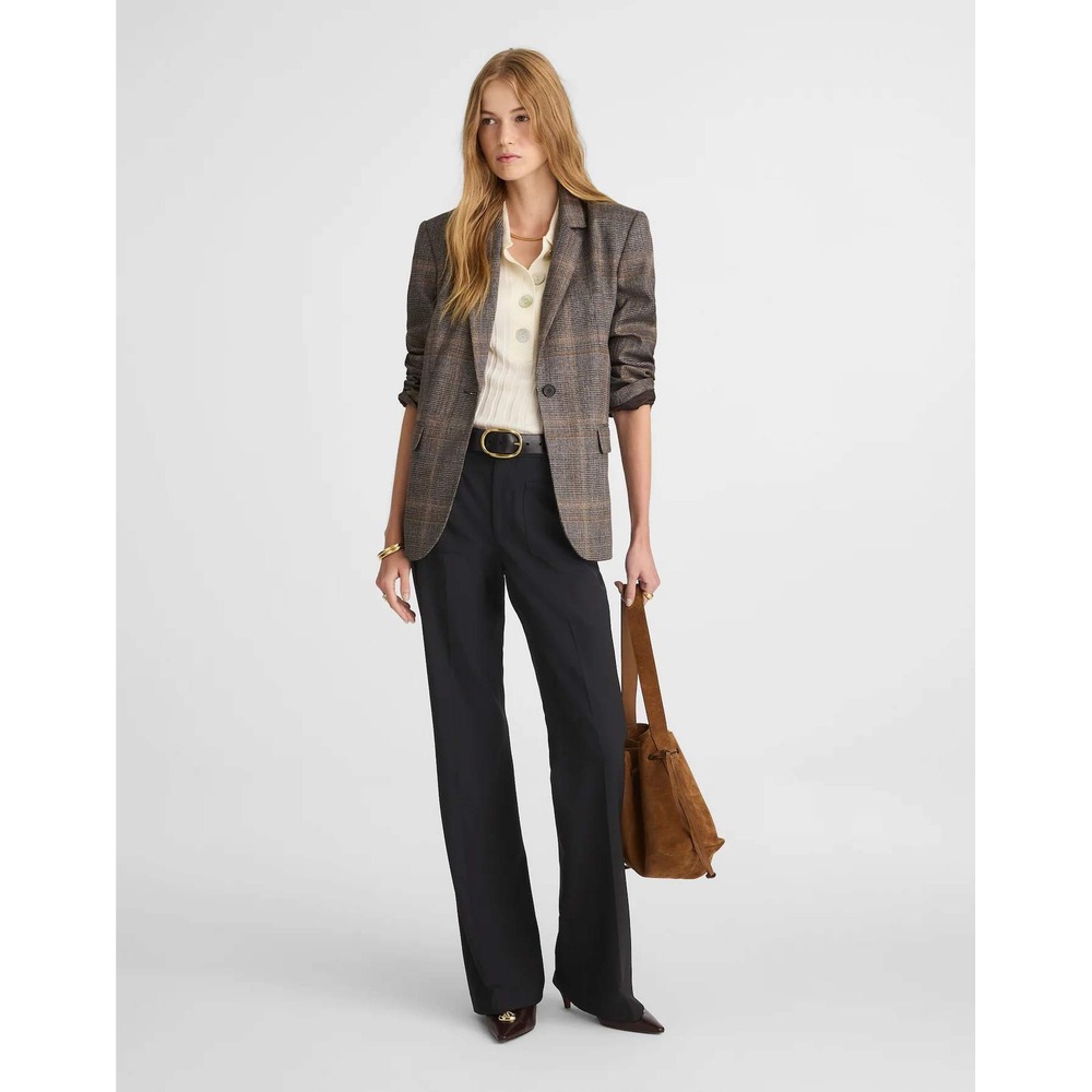 NWT Madewell Petite 4P High Rise Bootcut Trouser Pants Black Wide Leg Flare Wool
